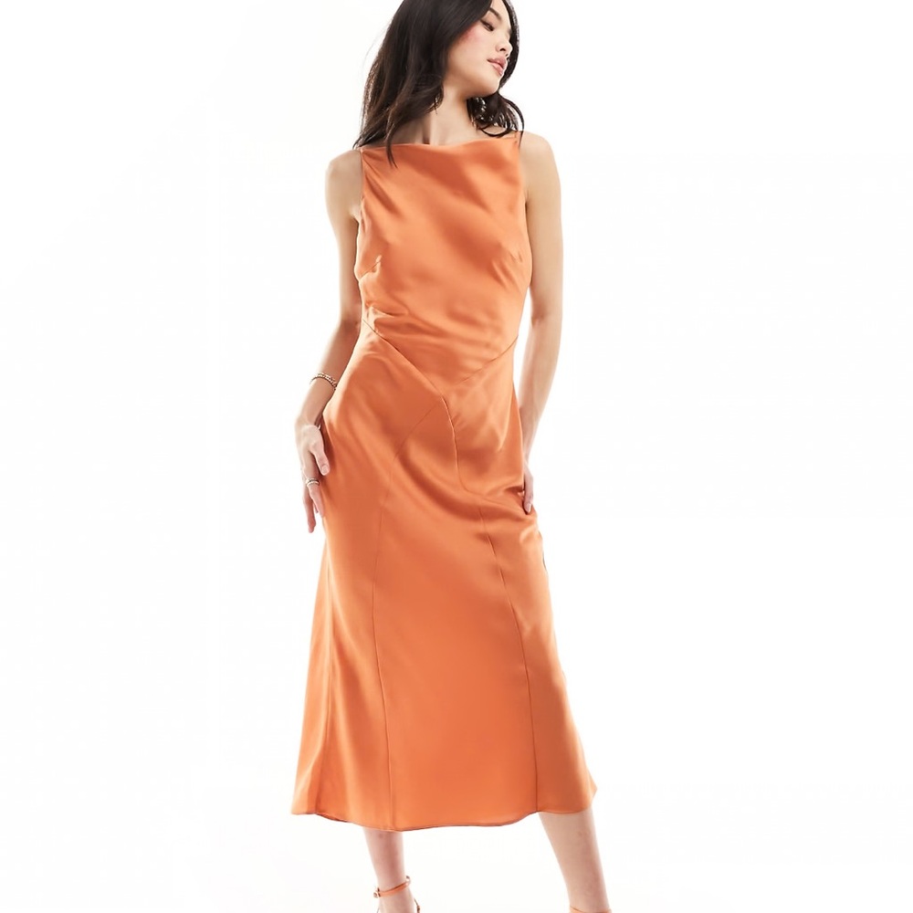 Elegant Orange Satin Dress